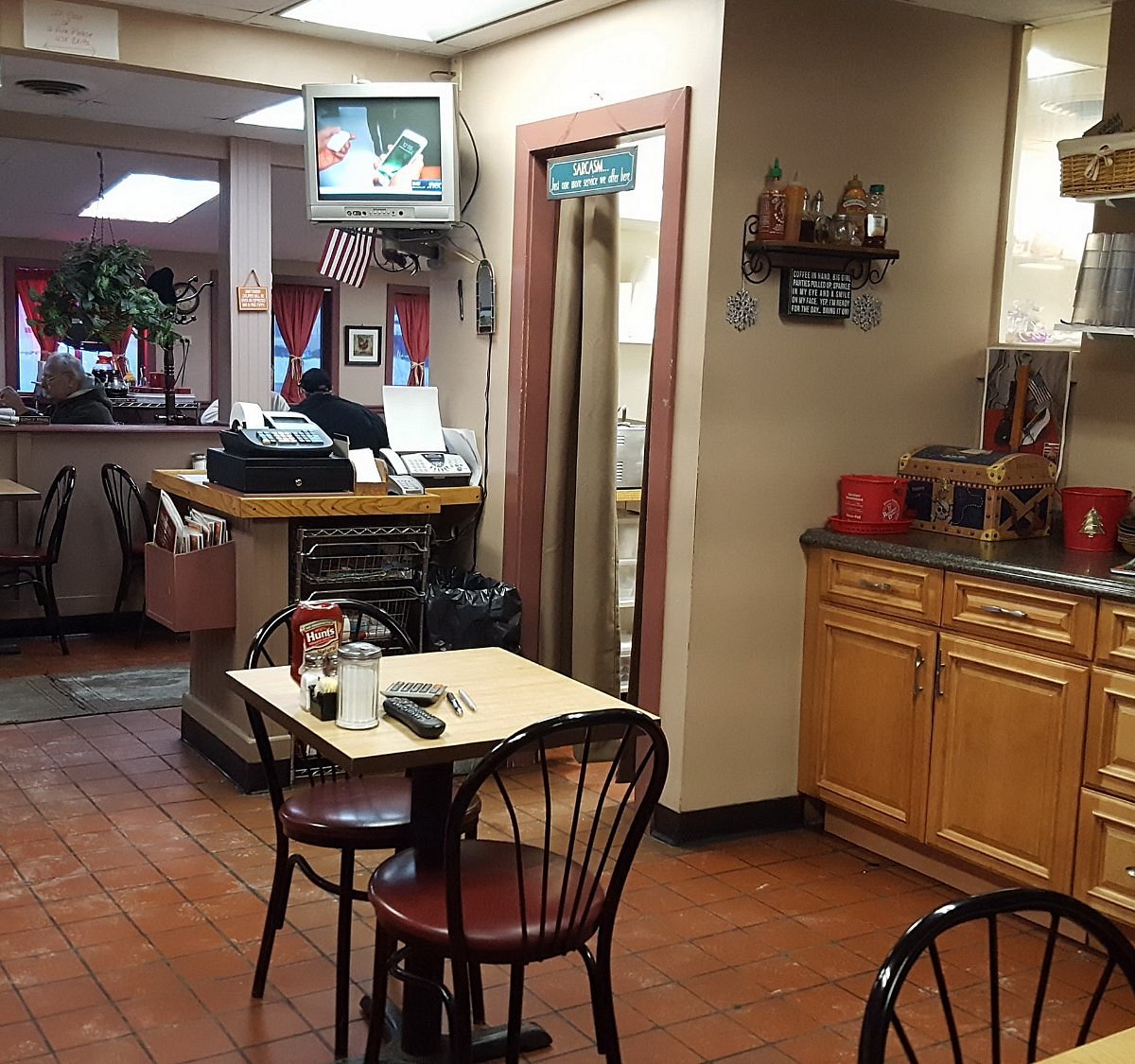 Front counter and tables inside Main Street Grille